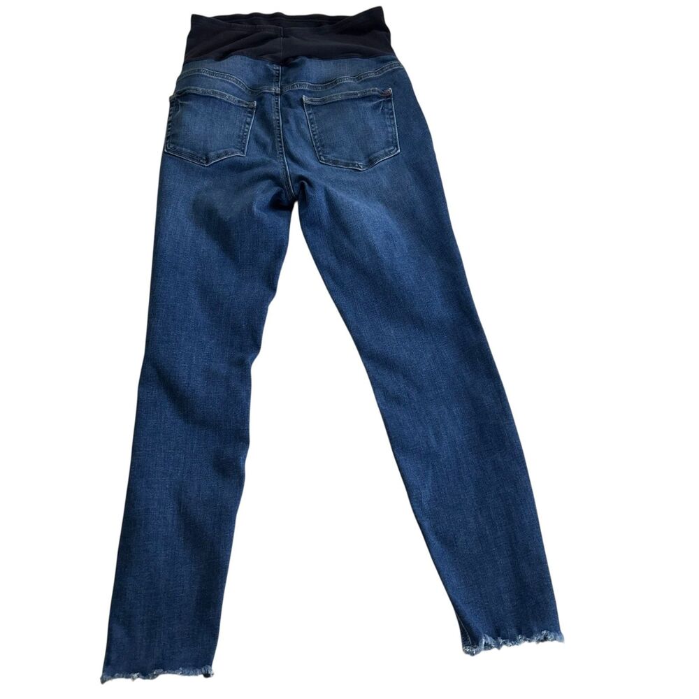 Universal Thread Maternity Jeans Size 10 Reg Dark Wash Over Belly Panel Raw Hem - Picture 2 of 6